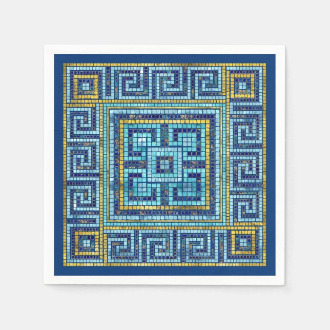 Servilleta De Papel Mosaico Tile Griego Meander Key (Anverso)