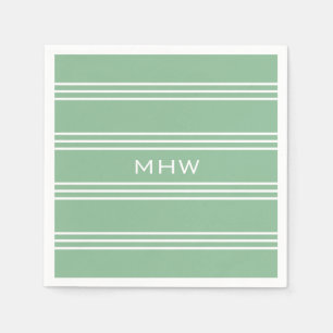 Servilleta De Papel Moss Green Stripes personalizado monograma servill
