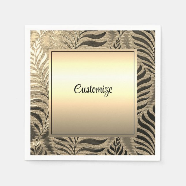 Servilleta De Papel Motif de hoja de oro personalizado (Anverso)