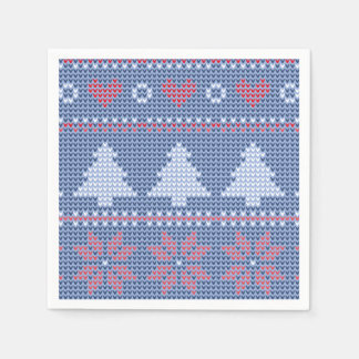 Servilleta De Papel Motif de tricot de Noël Bleu