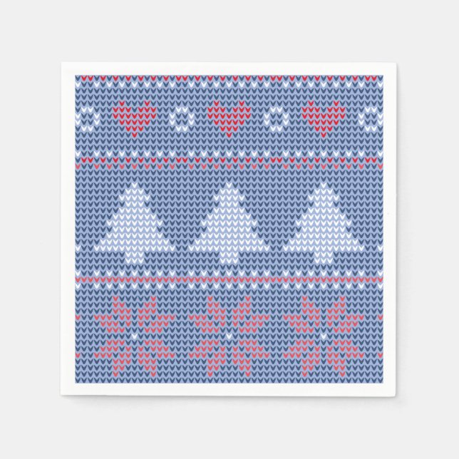 Servilleta De Papel Motif de tricot de Noël Bleu (Anverso)