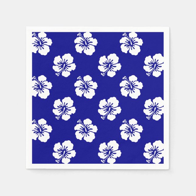 Servilleta De Papel Motif Hawaïen Hibiscus Bleu et blanc (Anverso)