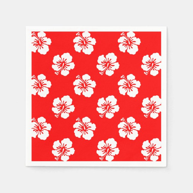 Servilleta De Papel Motif Hawaïen Hibiscus Rouge et blanc (Anverso)