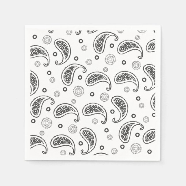 Servilleta De Papel Motif Paisley Noir et blanc (Anverso)