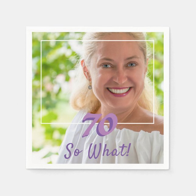 Servilleta De Papel Motivacional Añadir una foto para que 70 años (Anverso)