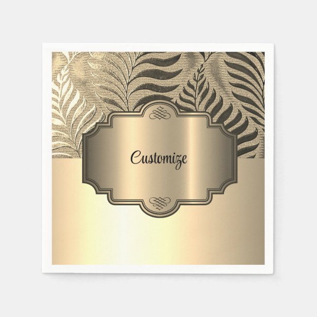 Servilleta De Papel Motivo de hoja de oro personalizado 3 (Anverso)