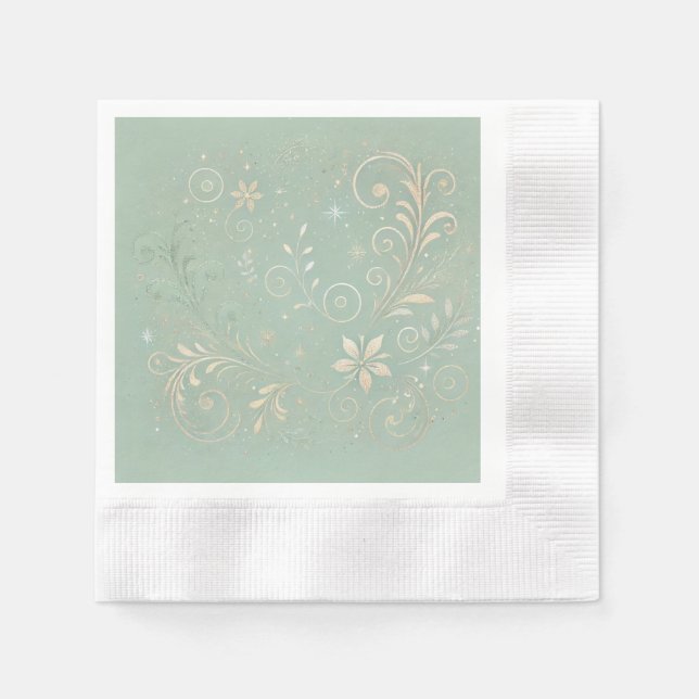 Servilleta De Papel Motivo floral Pastel Green Shade (Anverso)