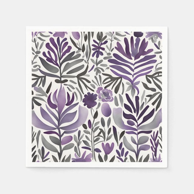 Servilleta De Papel Motivos de las plantas de arte acuáticas rusticas (Anverso)