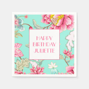 Servilleta De Papel Moto floral en rosa y verde