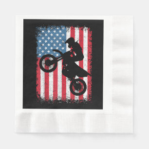Servilleta De Papel Motocicleta Americana Bandera Motocross Motero Hom