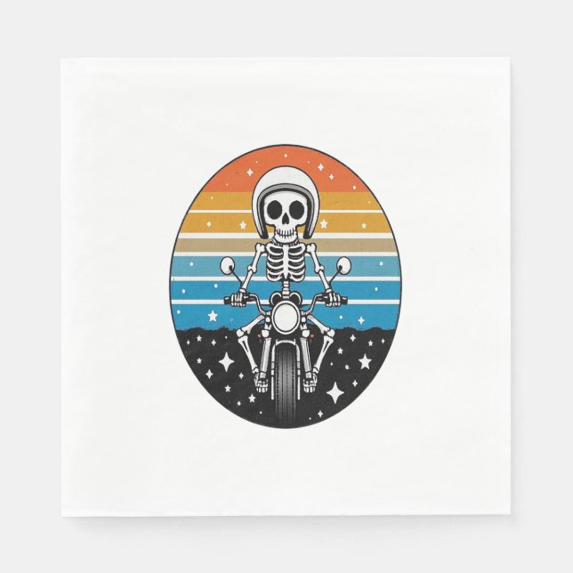 Servilleta De Papel Motocicleta Skeleton Riding (Anverso)