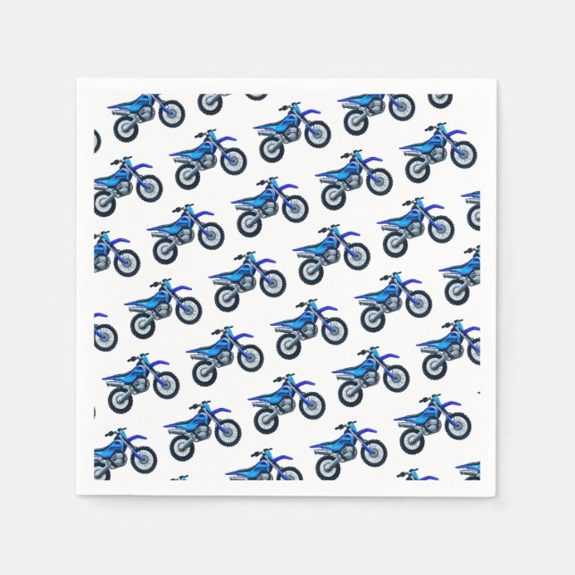 Servilleta De Papel Motocross Dirt Bike Birthday Party Blue (Anverso)