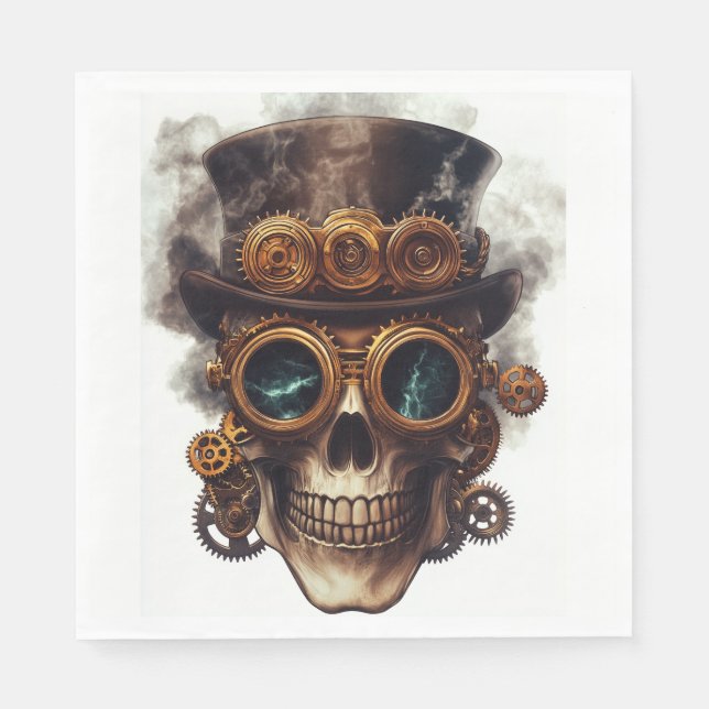 Servilleta De Papel Motor de cráneo Steampunk (Anverso)