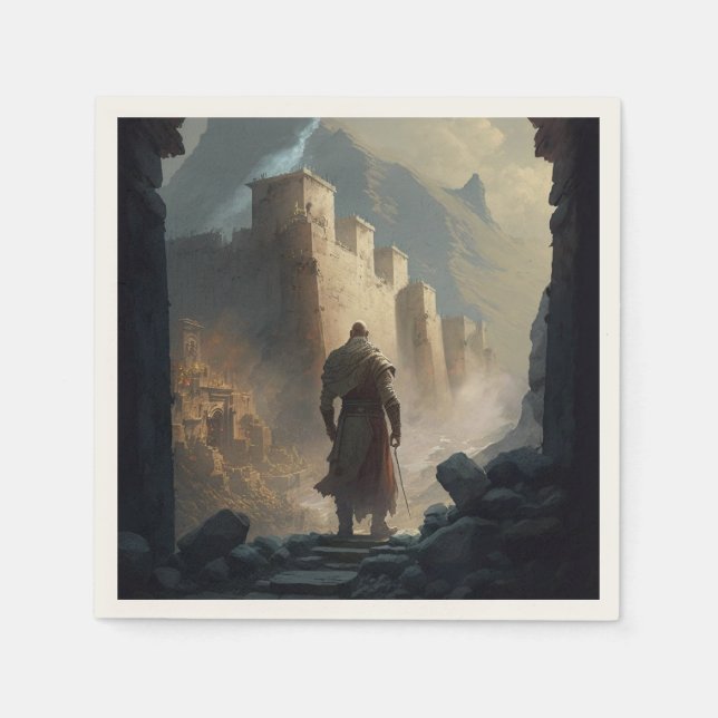 Servilleta De Papel Mountain Town Siege (Anverso)