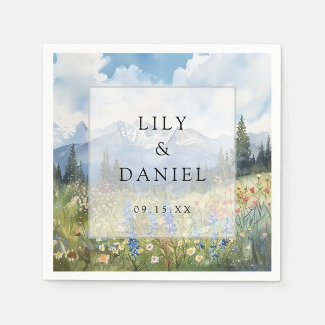 Servilleta De Papel Mountain Wildflower Floral Meadow Wedding (Anverso)