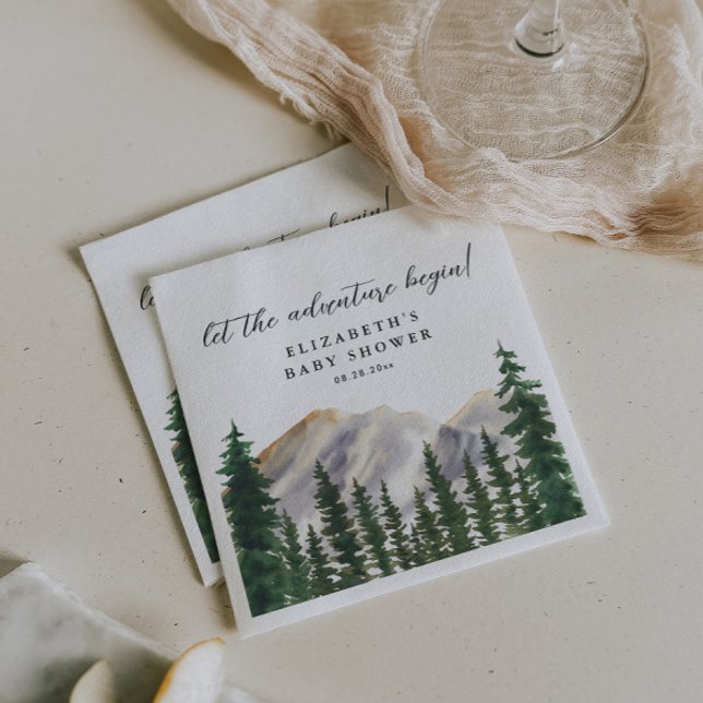 Servilleta De Papel Mountains Watercolor Forest Baby Shower (Subido por el creador)