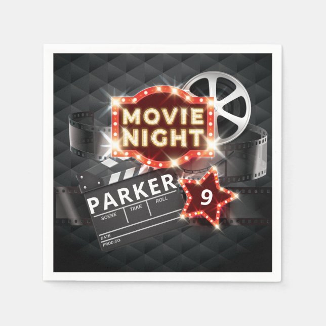 Servilleta De Papel Movie Night Luxury Personalizado (Anverso)