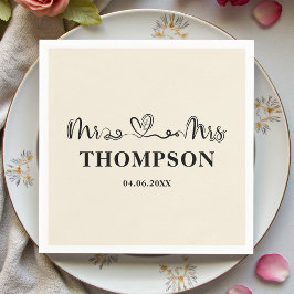 Servilleta De Papel Mr and Mrs Elegant Simple | Natural White