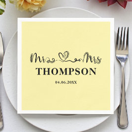 Servilleta De Papel Mr and Mrs Elegant Simple | Pale Yellow