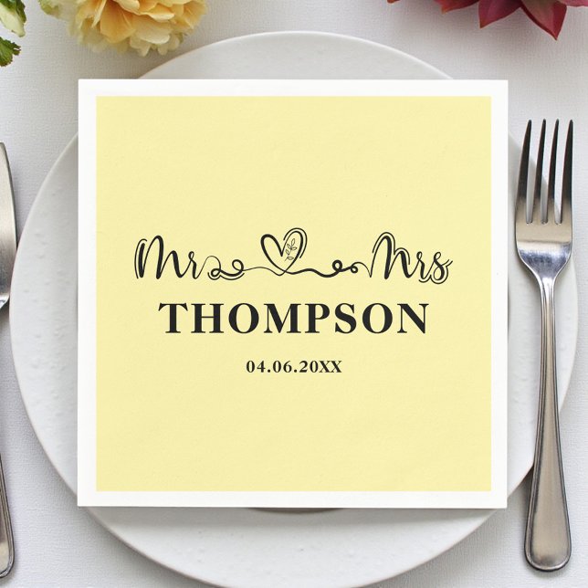 Servilleta De Papel Mr and Mrs Elegant Simple | Pale Yellow (Subido por el creador)