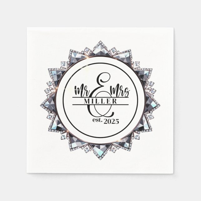 Servilleta De Papel Mr. & Mrs. Custom Name  Napkins (Anverso)