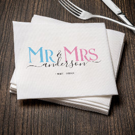 Servilleta De Papel Mr & Mrs Newlywed Wedding Party Bridal Shower