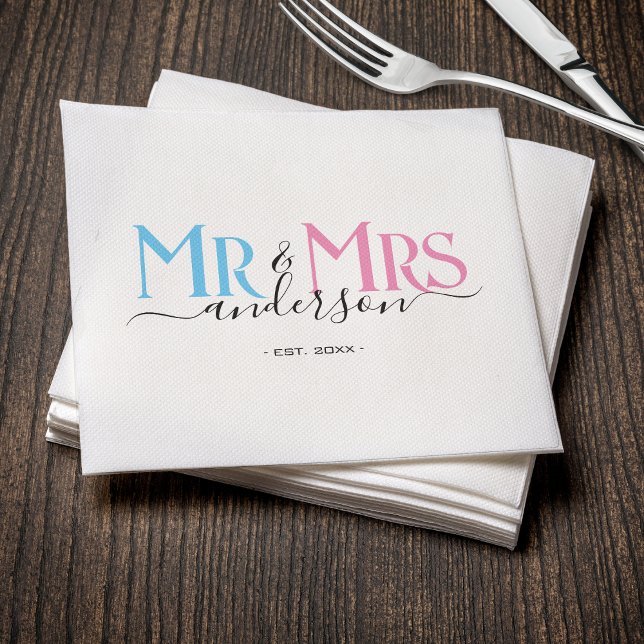 Servilleta De Papel Mr & Mrs Newlywed Wedding Party Bridal Shower (Subido por el creador)