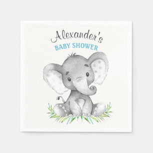 Servilleta De Papel Muchacho Baby Shower del elefante de la acuarela