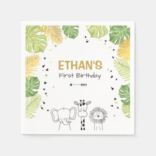 Servilleta De Papel Muchacho salvaje de los animales de la selva del