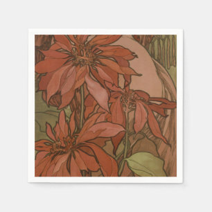 Servilleta De Papel Mucho Patrón Floral de Flor de Nochebuena Roja Art