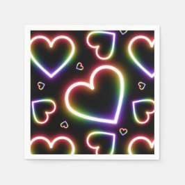 Servilleta De Papel Muchos corazones Neon Rótulo
