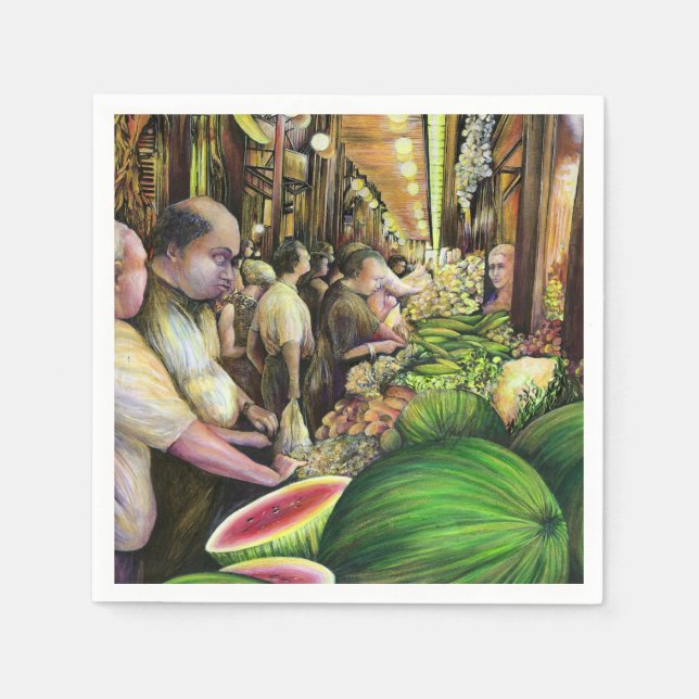 Servilleta De Papel Muchos hombres, muchos melones, Budapest (Anverso)