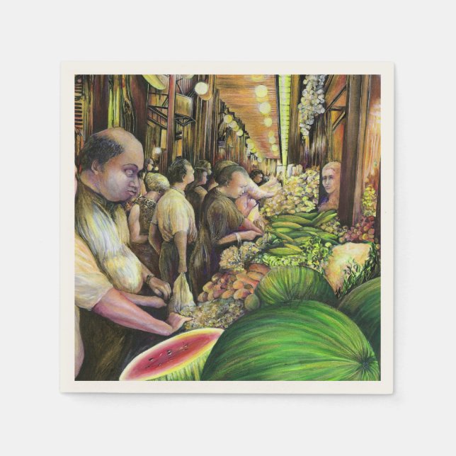 Servilleta De Papel Muchos hombres, muchos melones, Budapest (Anverso)