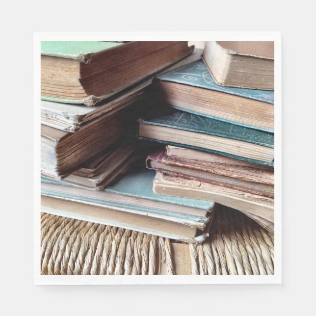 Servilleta De Papel Muchos libros en una silla vieja (Anverso)