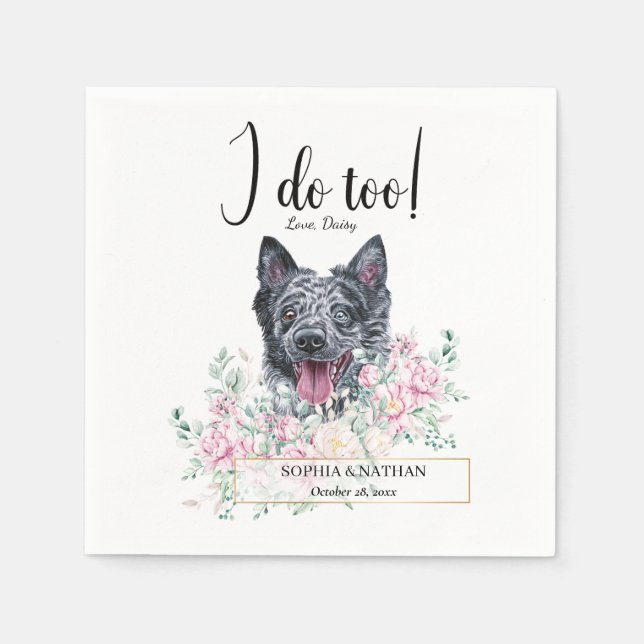 Servilleta De Papel Mudi Dog Boda Cocktail Napkins (Anverso)