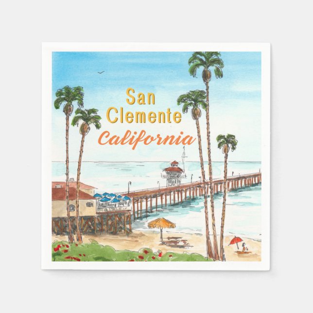 Servilleta De Papel Muelle de San Clemente California  (Anverso)
