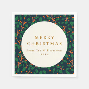 Servilleta De Papel Muérdago Botánico De Navidad Personalizado De 