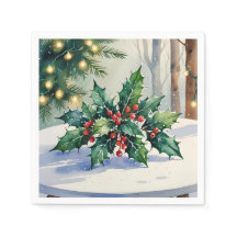 Muérdago de Navidad Aguarela de Vacaciones
