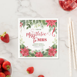 Servilleta De Papel Muérdago para la ducha de novia de poinsettia de M