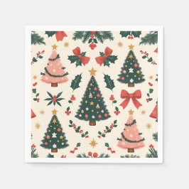 Servilleta De Papel Muérdago y lazos navideños vintage