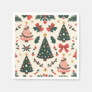 Servilleta De Papel Muérdago y lazos navideños vintage