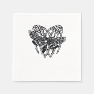 Servilleta De Papel Muerte Moth Classic - Corazón de mano de esqueleto