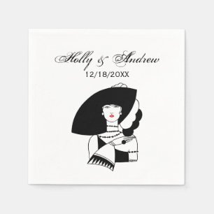Servilleta De Papel Mujer Art Deco con guantes de sombrero grande RL