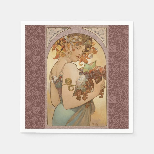 Servilleta De Papel Mujer Art Nouveau Mucha Hermosa (Anverso)