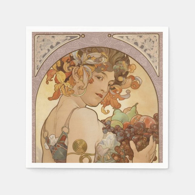 Servilleta De Papel Mujer Art Nouveau Mucha Hermosa (Anverso)