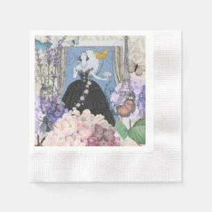 Servilleta De Papel Mujer Blue Elegant Floral Fancy Gown