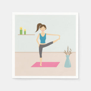 Servilleta De Papel Mujer bonito Practicando Yoga En Una Sala Elegante