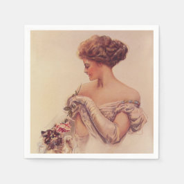 Servilleta De Papel Mujer bonito sosteniendo un gatito (por Harrison F