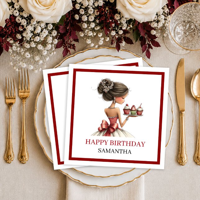 Servilleta De Papel Mujer Caprichosa con Estilo Servilletas de Escritu (Stylish Whimsical Woman Marsala Script Napkins

)