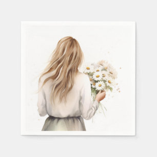 Servilleta De Papel Mujer Con Daisy Bouquet
